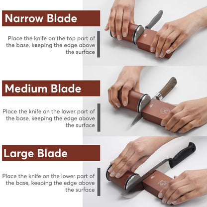 Winklez Rolling Knife Sharpener with Diamond and Ceramic Discs, Kitchen Knife Sharpener with 15° & 20° Magnetic Angles, Strong Knife Sharpening Kit (Brown)