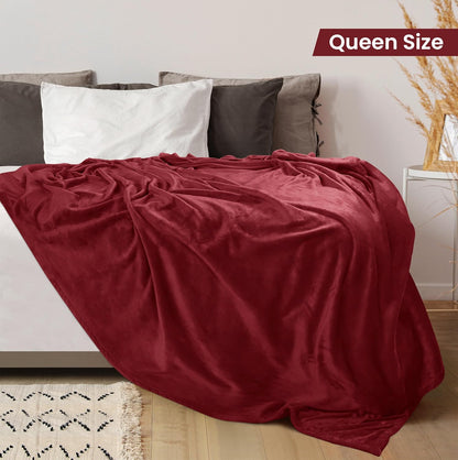 Utopia Bedding Fleece Blanket - Luxury Burgundy Queen Size Microfiber | Soft, Anti-Static 300GSM (90x90 Inch)