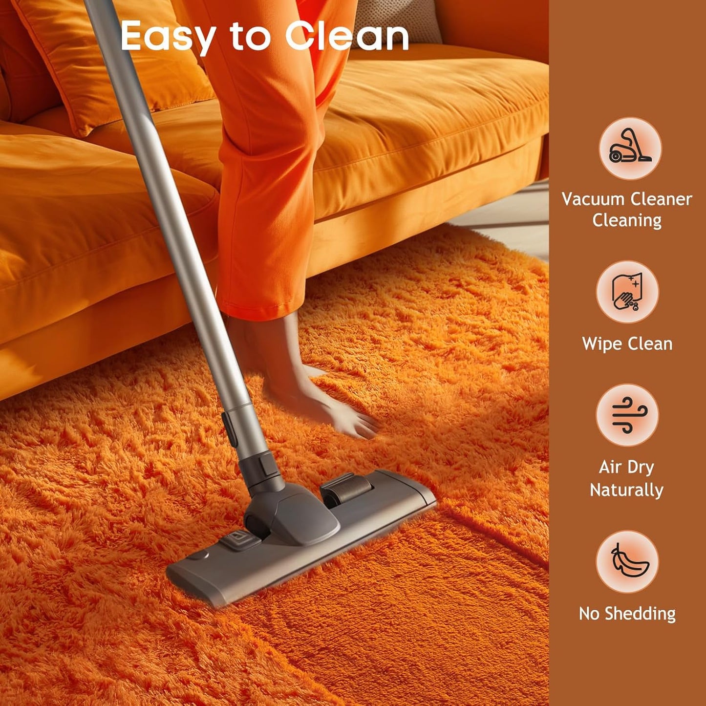 Ophanie Orange Fall Area Rug - Plush Soft Shaggy Carpet for Bedroom & Living Room | 4x6 Feet