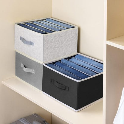Homsorout Closet Organizers - Foldable 5-Cell Jean Organizer for Clothes | 4 Sets in Black