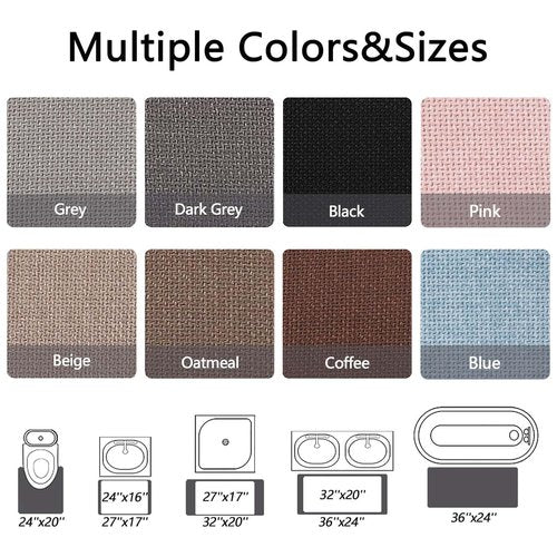 Bathroom Rugs, Bath Mats for Bathroom Non Slip Washable, Quick Dry, Water Absorbing, Fits Under Door, Ultra Thin, Rubber Backing, Low Pile, Cozy Cloth Cotton, Ideal for Shower, Sink-Coffee 24''x16''