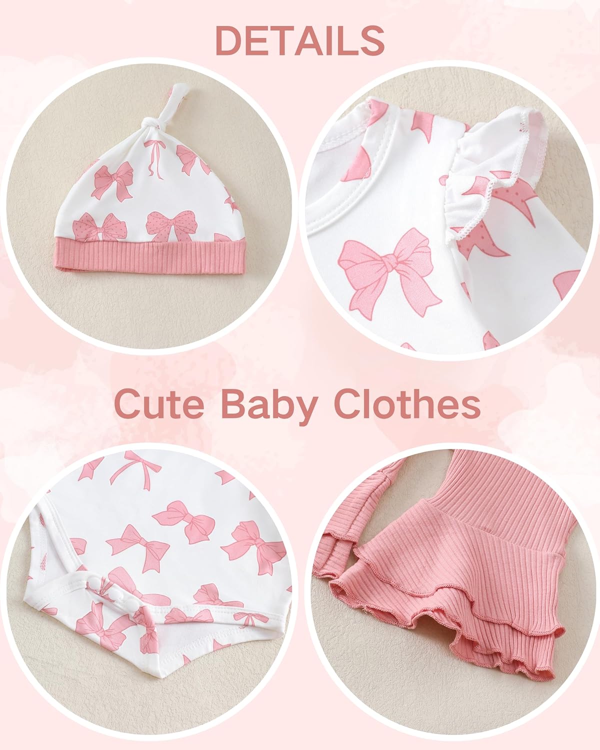 Renotemy Preemie Newborn Baby Girl Clothes - Cute Bell Bottoms Romper Set for Fall & Winter