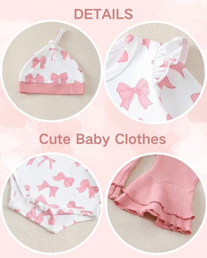 Renotemy Preemie Newborn Baby Girl Clothes - Cute Bell Bottoms Romper Set for Fall & Winter