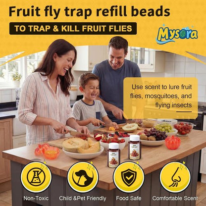 Fruit Fly Trap Refill Beads by [Brand Name] - Non-Toxic & Effective Bait | 100g Bottle for Indoor Use