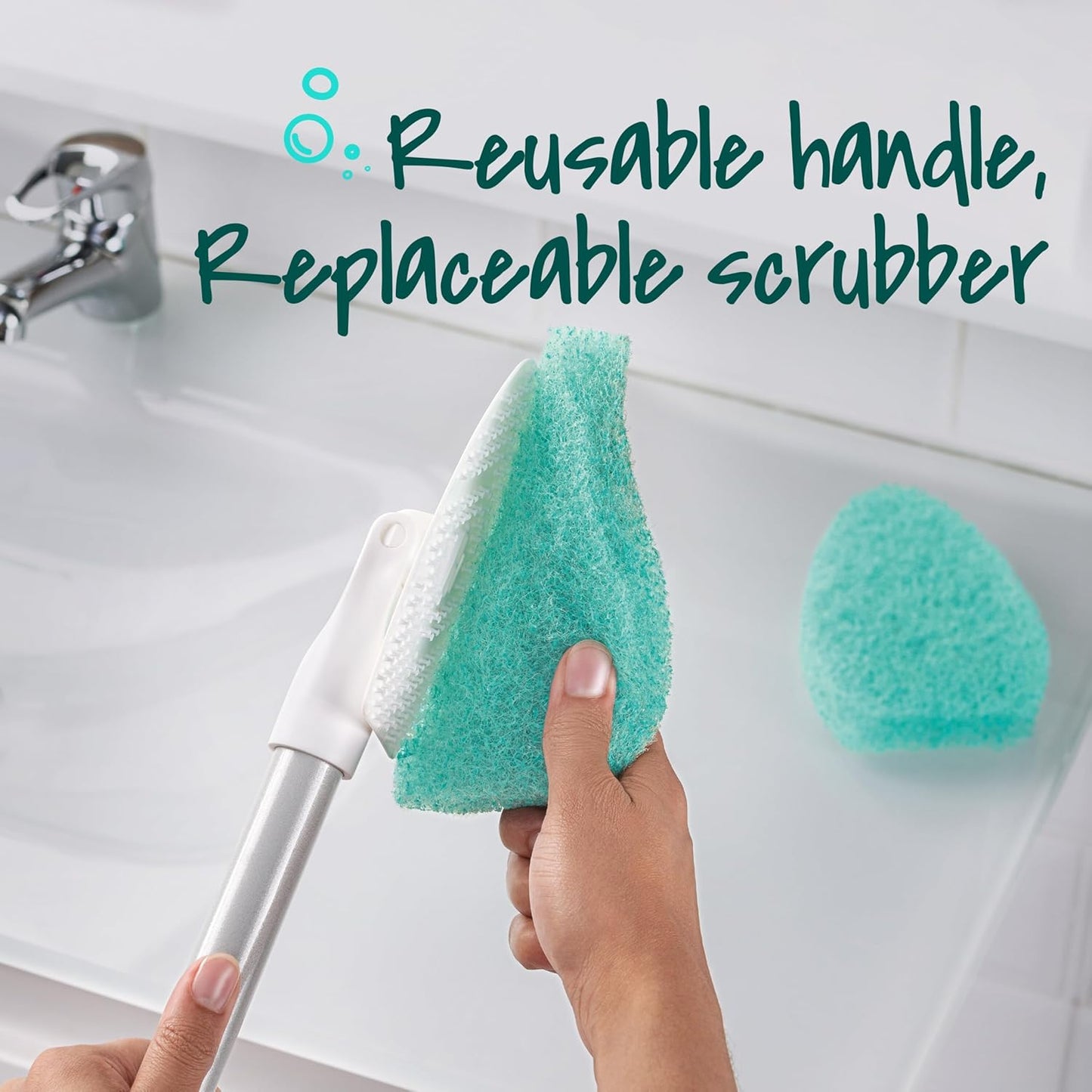 Scotch-Brite Extendable Tub & Tile Scrubber Kit - 1 Handle & 3 Non-Scratch Pads for Easy Cleaning
