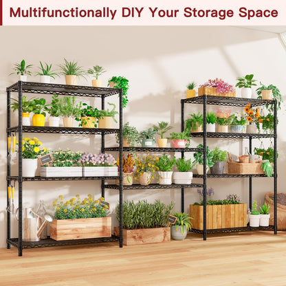 PrimeZone Wire Metal Storage Shelves - Heavy Duty 5-Tier Adjustable Organizer Rack | NSF-Certified Steel, 35.5" W x 14" D x 72" H, Black