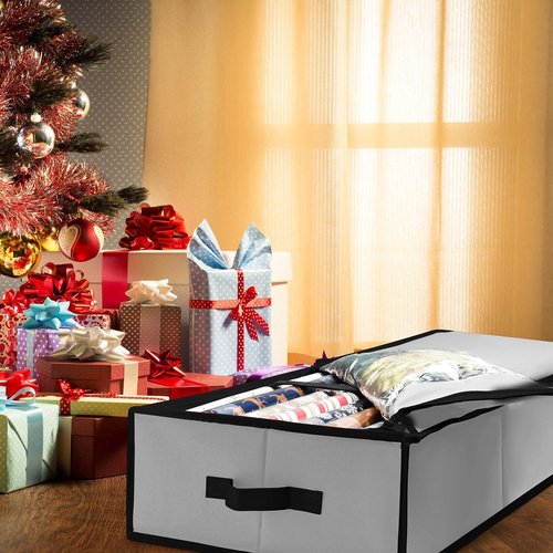 Gift Wrap Organizer by [Brand Name] - Christmas Wrapping Paper Storage Bag with Pockets | Fits Up to 24 Rolls
