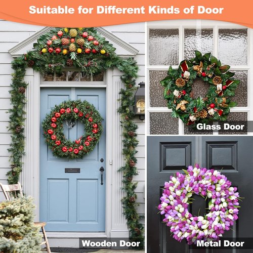 Clear Wreath Hanger by [Brand Name] - Non-Scratch Over The Door Hooks | 2 Pack for Easter & Christmas Decor