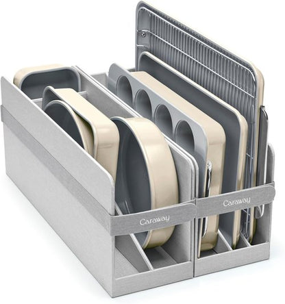 Caraway Nonstick Ceramic Bakeware Set - 11 Pieces with Assorted Pans & Cooling Rack - Non-Toxic, PTFE & PFOA Free - Cream