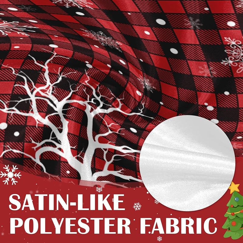Christmas Kitchen Curtains Tier Set - Red Plaid, 3 Pieces (Valance + 2 Panels) - Variation: Christmas Red Plaid