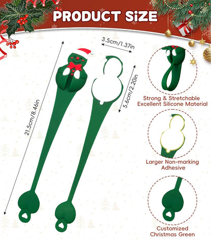 Skiennix 6-Pack Christmas Garland Hangers - Reusable Silicone Stocking Holders for Fireplace & Wreath (Green)