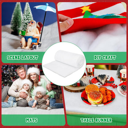 QZYL Snow Blankets - 2 PCS Thick 3×8 FT Artificial Fake Snow for Christmas Village Display & Winter Decor