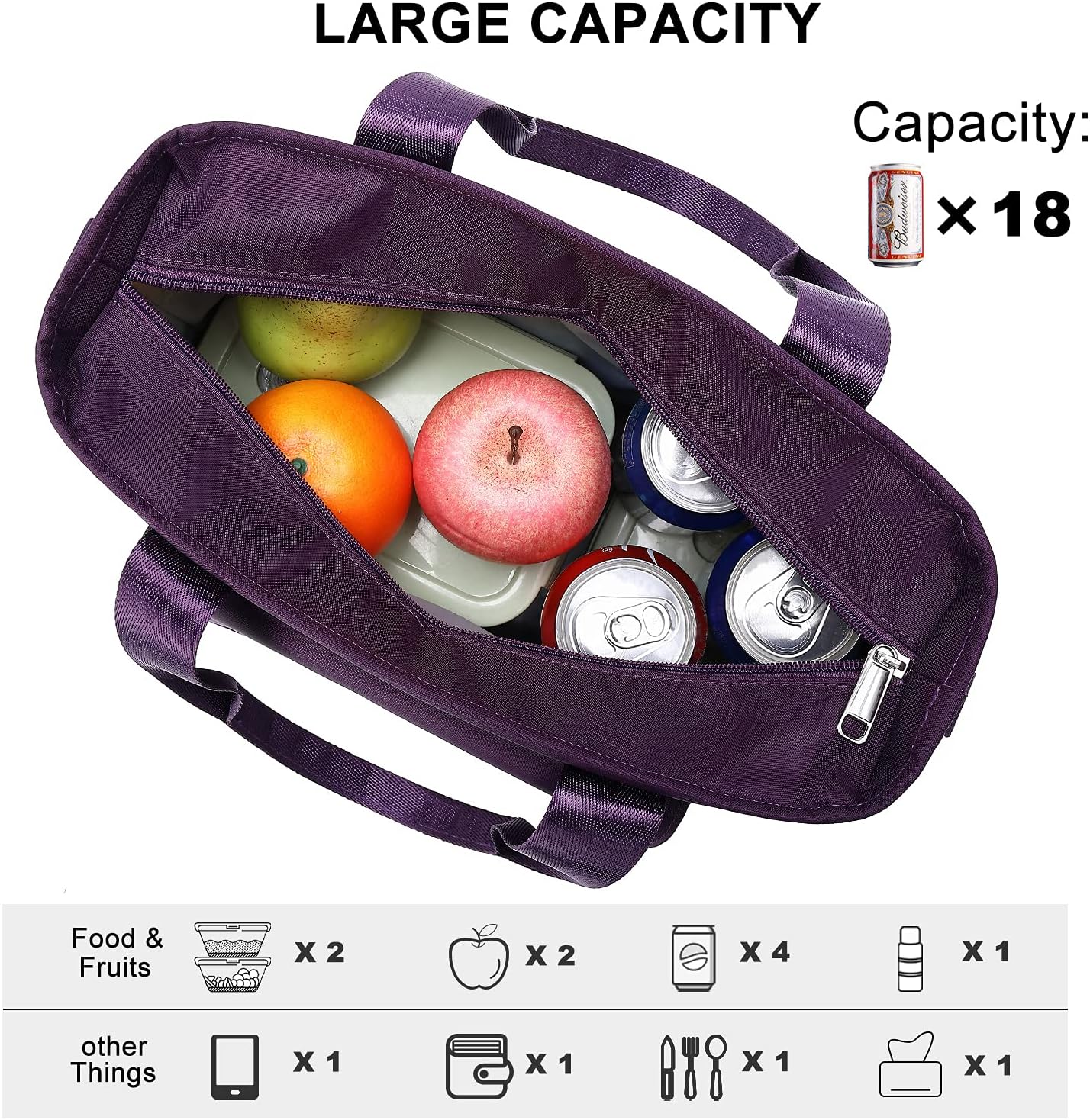 Weitars Insulated Lunch Bag for Women - Extra Large Tote Cooler with Removable Shoulder Strap | Ideal for Work, Picnics & Hiking