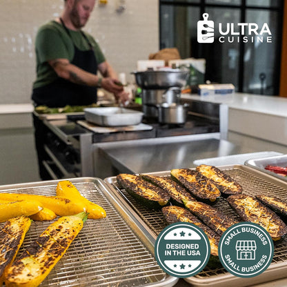 Ultra Cuisine Cooling & Baking Rack Set - Oven-Safe, Dishwasher-Safe Stainless Steel - 8.5x12, Set of 2