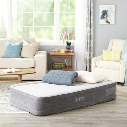 Intex Recreation Comfort Plush Mid Rise Airbed - Built-In Electric Pump | Twin Size, 13" Height