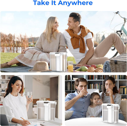 Waterdrop Compact Electric Water Filter Pitcher - 200-Gallon Rechargeable Dispenser | NSF Certified, 14-Cup, White
