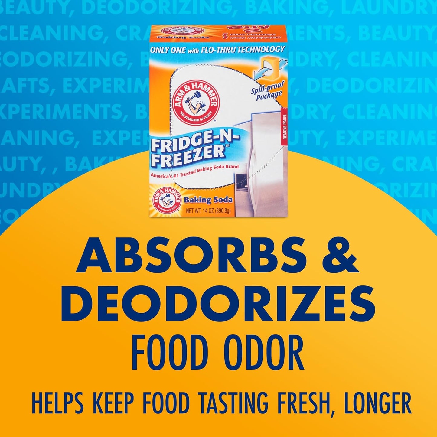 Arm & Hammer Baking Soda Odor Absorber - Fridge & Freezer Freshness | 14 oz, Pack of 12