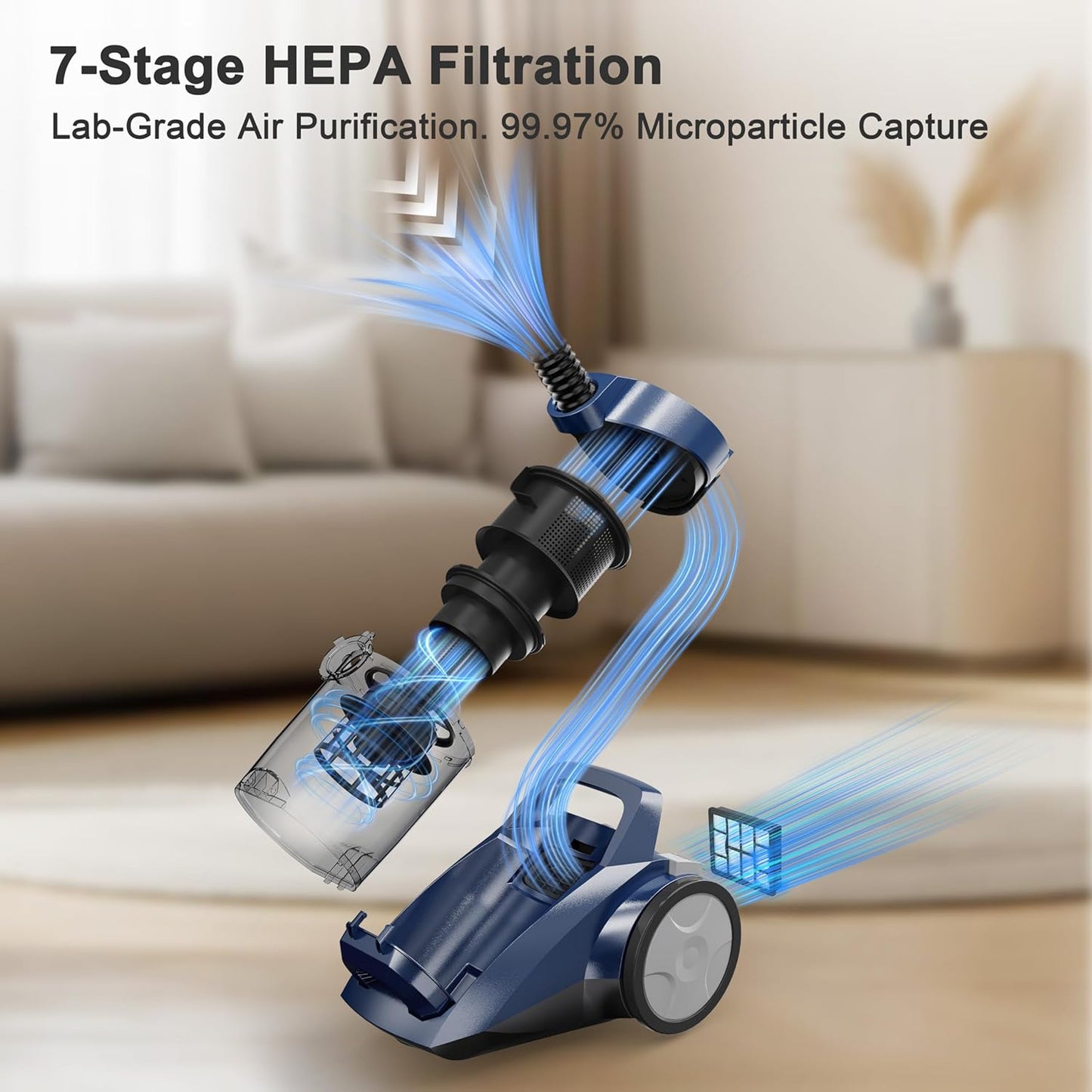 Sweepcent Canister Vacuum Cleaner - 45KPa Power Bagless Design | Lightweight Multi-Surface Vacuum with 5 Tools & 4.5QT Dust Cup