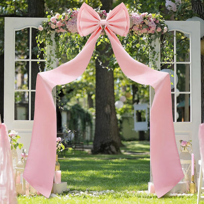 Wavwavw Wedding Bow Decor - Giant Dusty Pink Satin Bows for Room Wall Backdrop | 75x18 Inch