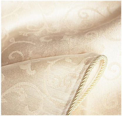 Lenox Opal Innocence Ivory 60x120 Tablecloth - Damask Scroll, Braided Hem