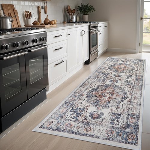 Hallway Washable Runner Rug - Vintage Soft Non-Slip 3x6 Entryway Floor Mat | Ideal for Kitchen & Living Room