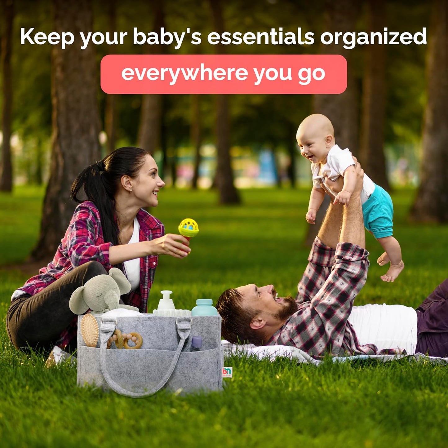Skiennix Felt Diaper Caddy - Extra Large Portable Organizer for Baby & Toddler Items | Ideal for Nursery & Car
