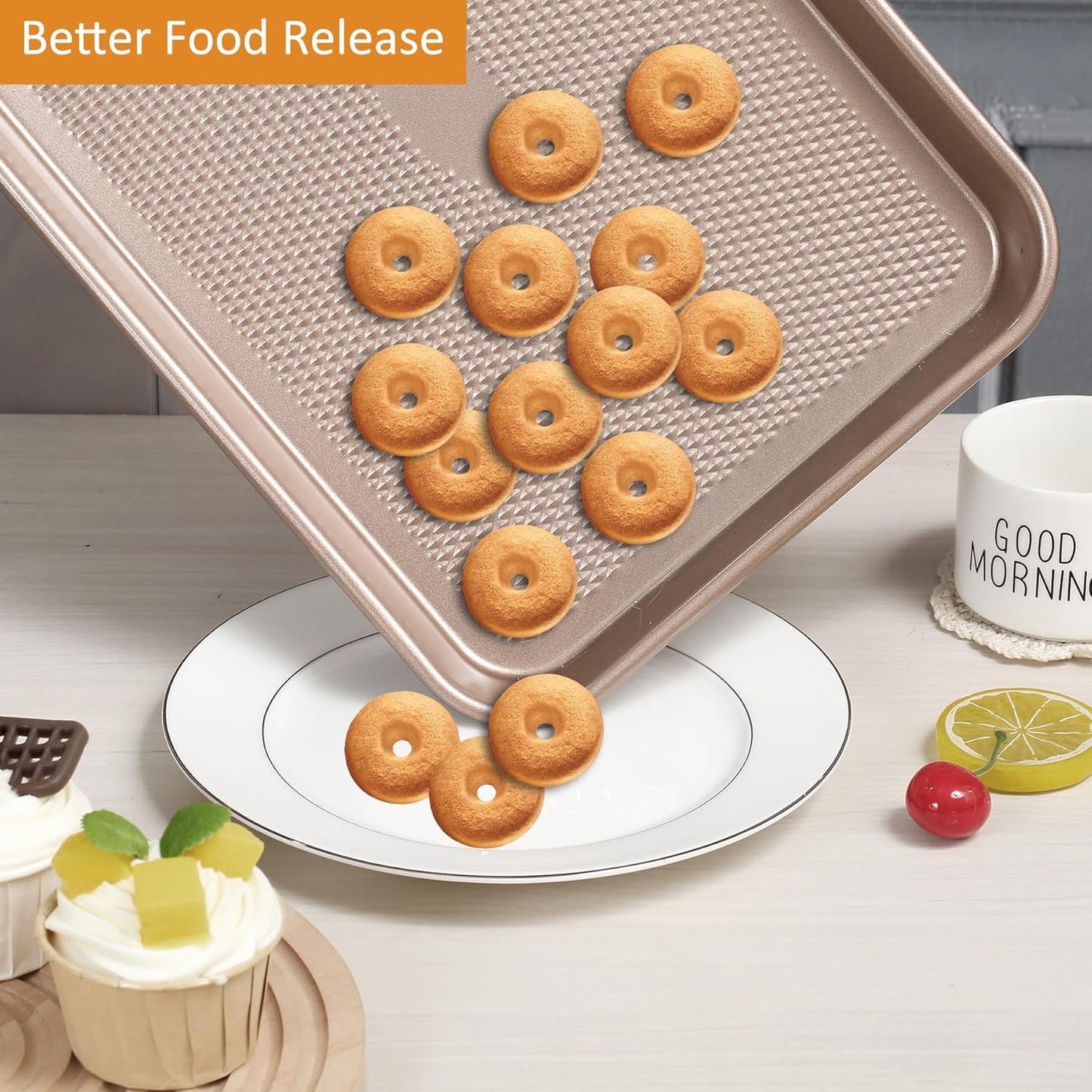 SS&CC Nonstick Baking Sheet Pan Set - 3 Carbon Steel Cookie Sheets, PFOA-Free & Oven Safe (17.5x12, 15.5x10.2, 13.5x9.5 Inch)