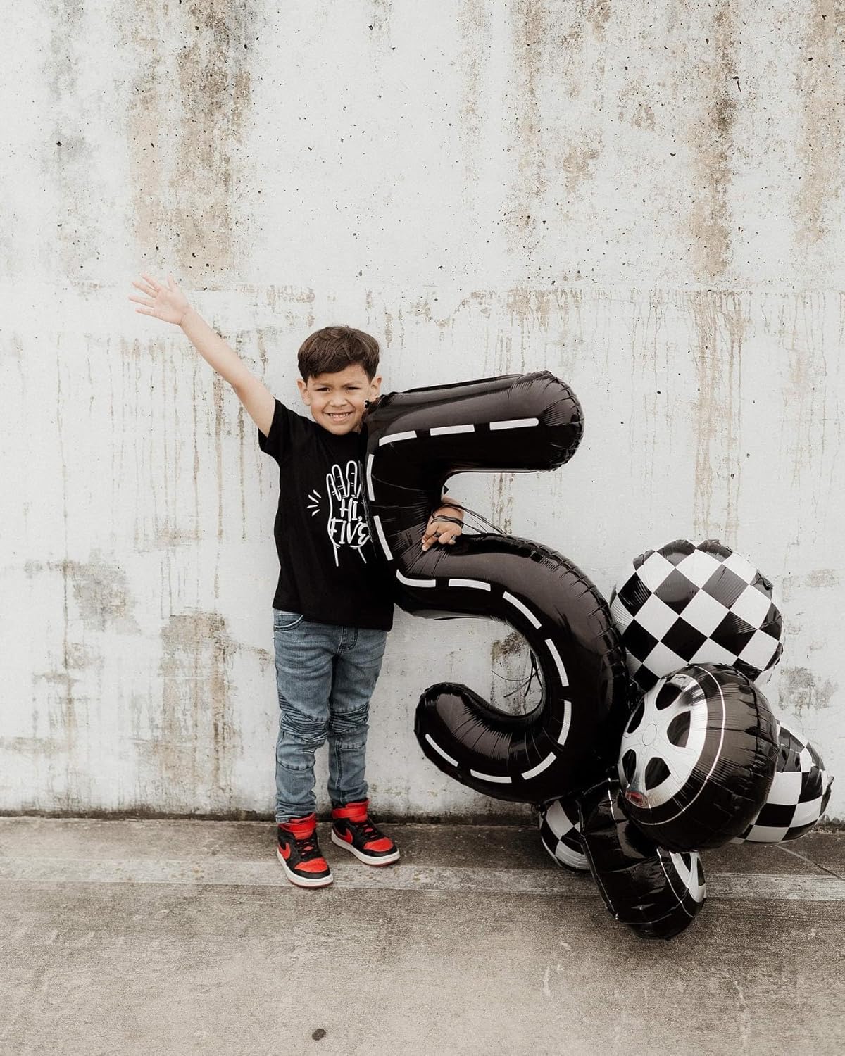 Race Car 4 Balloon - 40 Inch Number Balloon for 4th Birthday Party Decorations