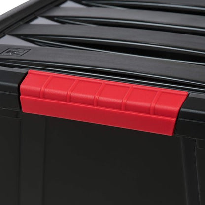 IRIS USA Plastic Storage Box with Lid & Latches - 30L (32 QT) - Durable, BPA-Free, Black | 4 Pack