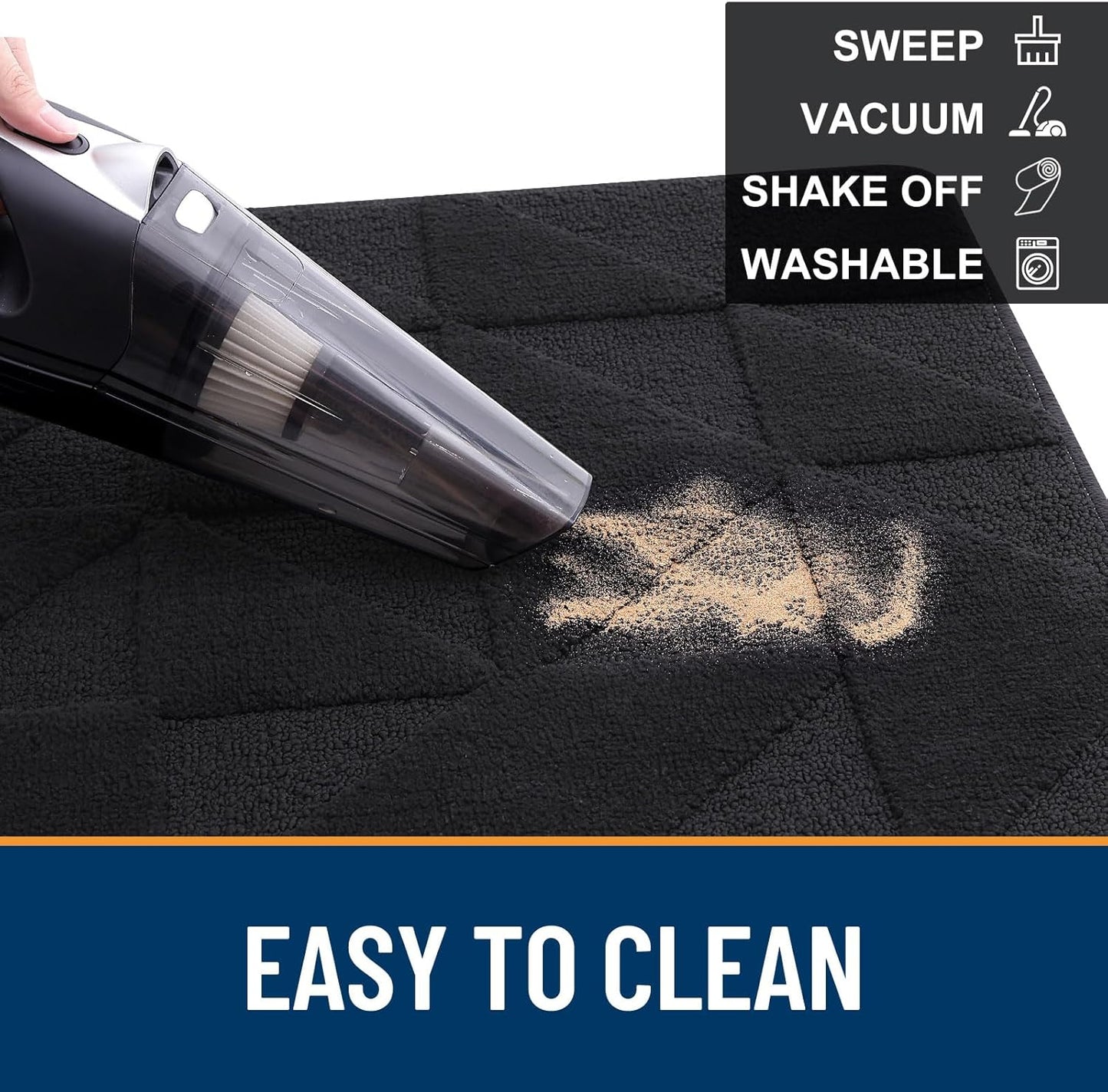 OLANLY Indoor Door Mat - Non-Slip, Absorbent & Dirt-Resistant | Washable Low-Profile Entry Doormat (32x20 inches, Black)