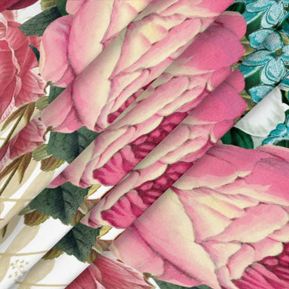 Skiennix Spring Flower Round Tablecloth - Elastic Edge, Washable Polyester for 45-50" Tables | Retro Floral Design