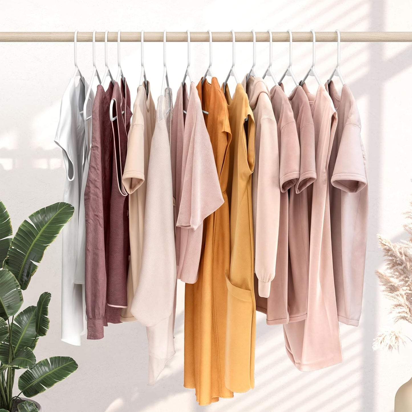 Plastic Hangers 20 Pack - Space-Saving Clothes Hangers for Coats & Closet Essentials - White