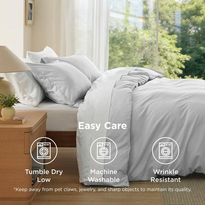 Bedsure Duvet Cover King Size - Soft Double Brushed Bedding Set for Kids & Adults, Zipper Closure, 3 Pieces, Includes 1 Duvet Cover (104"x90") & 2 Pillow Shams, NO Comforter, Silver Grey