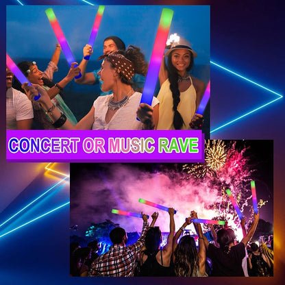 Variation 69: 68pcs Foam Glow Sticks Bulk - 3 Modes Blue Red Green Flashing