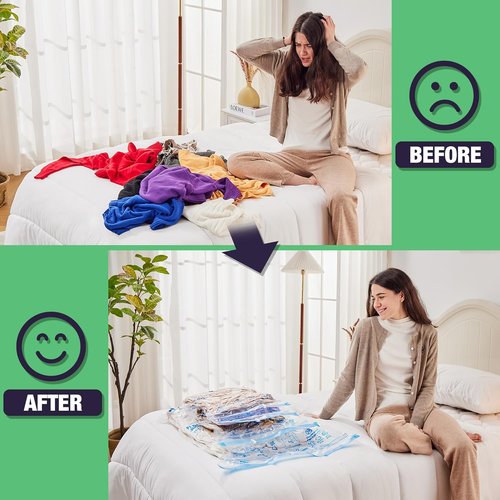 HIBAG 15 Jumbo Vacuum Seal Bags - Space-Saving Storage for Clothes, Comforters & Bedding