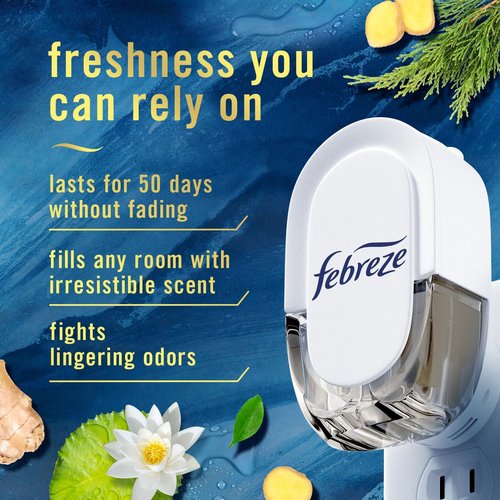 Febreze Plug-In Air Freshener Refill - Long-Lasting Odor-Fighting Scents | Ocean & Mountain, 0.87oz, 4 Count