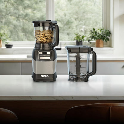 Ninja Blender - Compact Kitchen System with 1200W Power | 3 Functions for Smoothies & Dough - Grey