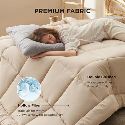 Bedsure Comforter Duvet Insert - King Size Quilted Down Alternative Bedding, All Season, Beige 90 x 102 Inches