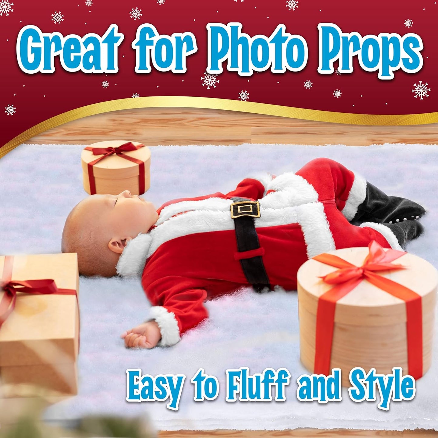 Stargo Fake Snow Blanket Roll - Thick, Soft, Fluffy Faux Snow for Christmas Displays | 2.6 x 7.8ft (3 Pack)