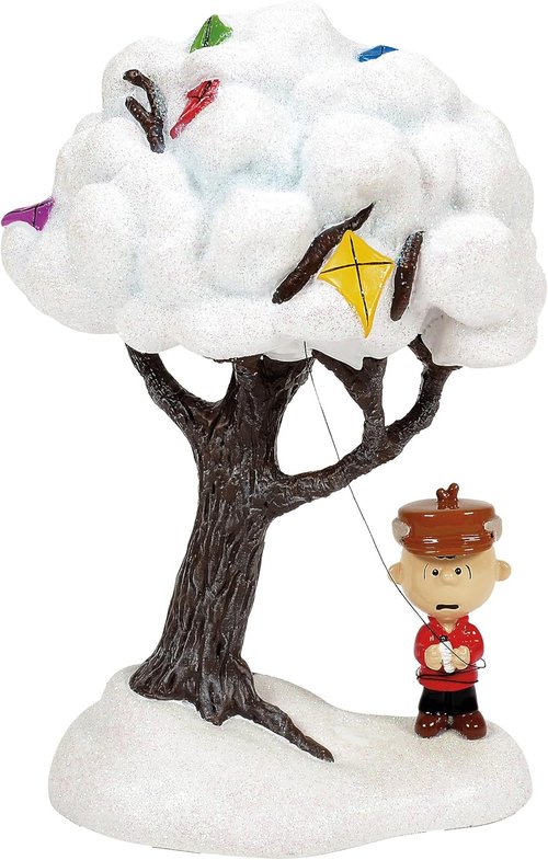 Department 56 Peanuts Village Figurine - Charlie Brown & Kite Eating Tree | 6.9 Inch, Multicolor
