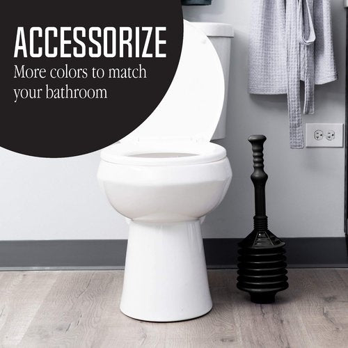 JS Jackson Supplies Professional Bellows Accordion Toilet Plunger, High Pressure Thrust Plunge Removes Heavy Duty Clogs from Clogged Bathroom Toilets, All Purpose Power Plungers for Bathrooms, Black