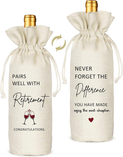 TBITON Retirement Gifts for Woman Men,Best Retired Wine Bag Gift Party Decor, Retired Gifts Leaving Gifts for Coworkers Boss,Pairs Well With Retirement