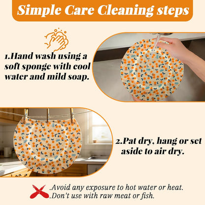 OHIYO Reusable Beeswax Bowl Covers - 2 Large Elastic Cotton Cloth Caps for Bread Proofing | 12 Inch
