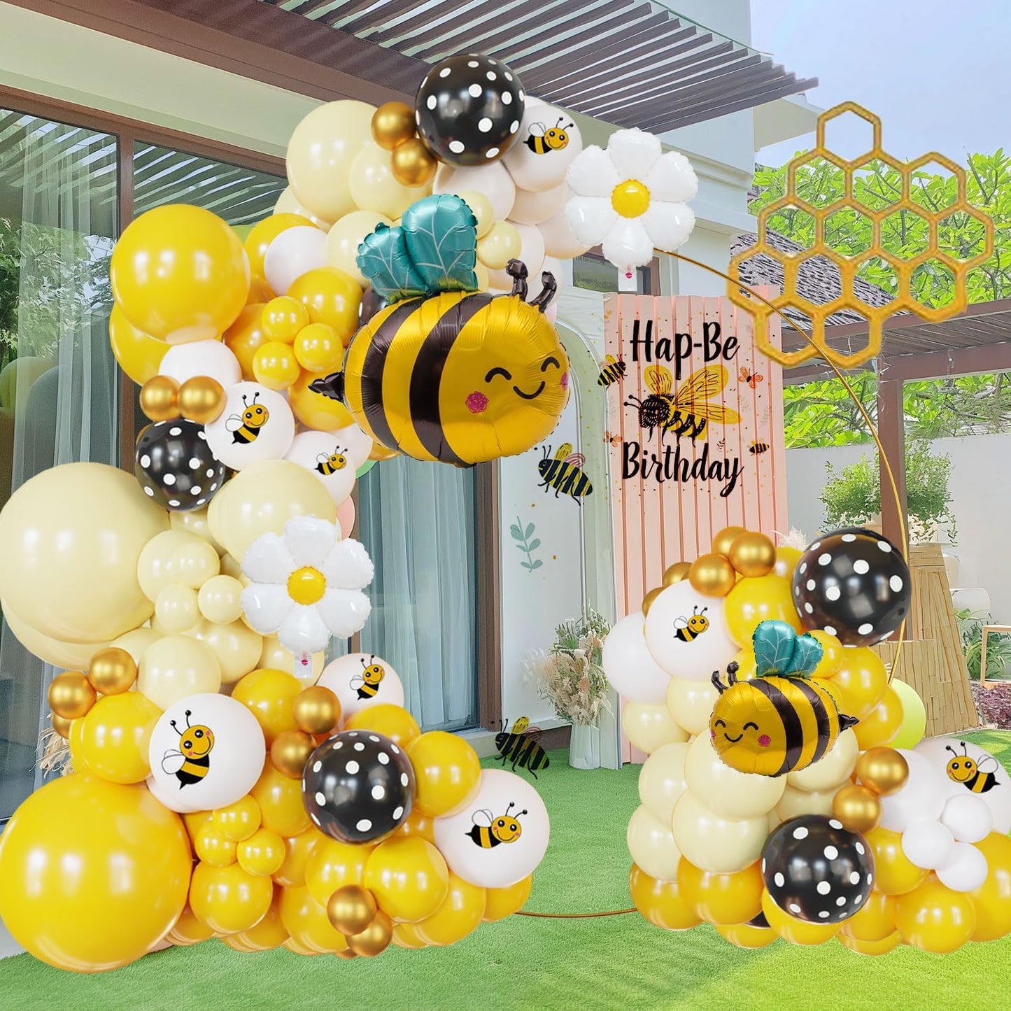 Bumble Bee Balloon Garland Kit - 135Pcs Yellow, Black & White Arch for Baby Showers & Birthday Parties