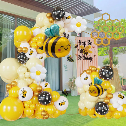 Bumble Bee Balloon Garland Kit - 135Pcs Yellow, Black & White Arch for Baby Showers & Birthday Parties