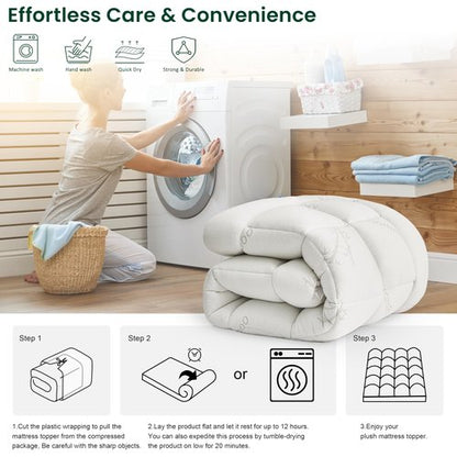Love's cabin Queen Mattress Topper Viscose Derived from Bamboo, Thick Pillow Top Mattress Pad with Stretchable Pockets for 8"-20" Mattress, Soft Breathable Cooling Mattress Topper for Hot Sleepers