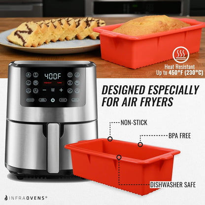 Skiennix Air Fryer Silicone Loaf Pans - Non-Stick Mini Bread & Cake Bakeware Set | BPA Free, Fits Instant Pot & Ninja Foodi