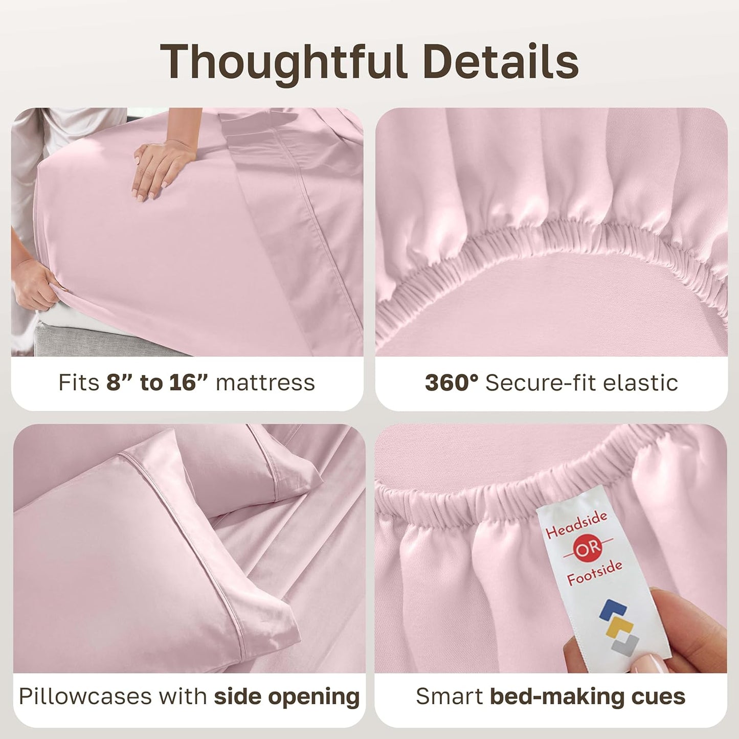 California Design Den King Size Cotton Sheet Set - 100% Soft Cotton, 400 Thread Count, Silky Smooth Sateen - Pink
