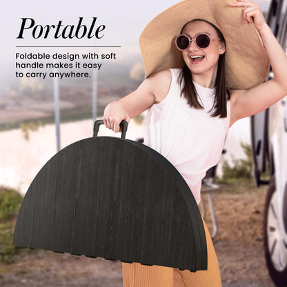 Our Modern Space 3.5 Feet Circular Round Foldable Table with Built in Handle & Steel Legs | Heavy Duty Portable | Perfect for Party, Dining, Wedding, Events, Picnic Indoor, Outdoor, Camping, Utility