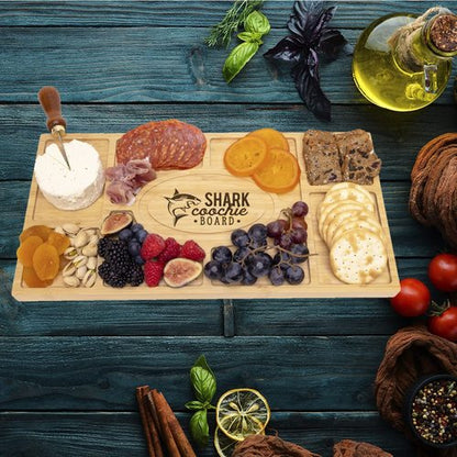 Andaz Press Large Funny Shark Coochie Board, Shark Coochie Charcuterie Board Gift, Engraved Bamboo Wood Plank Tray Serving Platter Cheese Board, Birthday Housewarming Christmas Funny Charcuterie Board